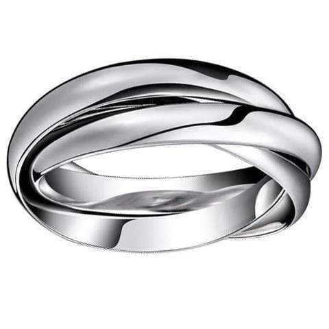 Womens Stainless Steel Ring with 3 Interlocking Bands