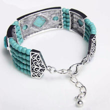 Load image into Gallery viewer, Turquoise &amp; Antique Silver Multi-Strand Beaded Bracelet - 2 Colors