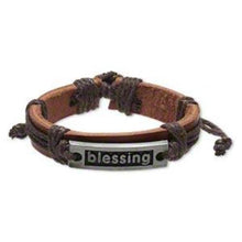 Load image into Gallery viewer, Leather &quot;Blessing&quot; Adjustable Bracelet