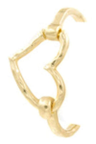 Hammered Worn Gold Heart Hook Bangle Bracelet - 2 Colors