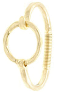 Hammered Worn Silver Metal Ring Hook Bangle Bracelet - 2 Colors