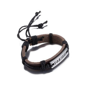 Leather Adjustable I Love Jesus Brown Bracelet Unisex Adult