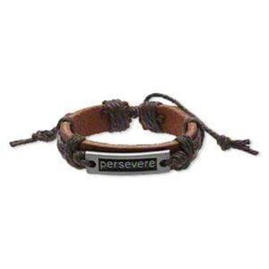 Leather Adjustable "Persevere" Bracelet