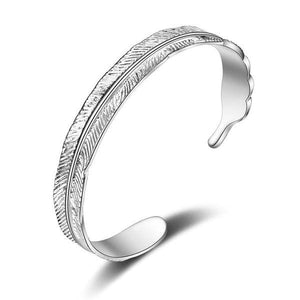 Womens Silver Leaf Design Adjustable Cuff Bracelet