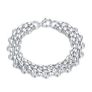 Silver Titanium & Stainless Steel Chain-Link Bracelet