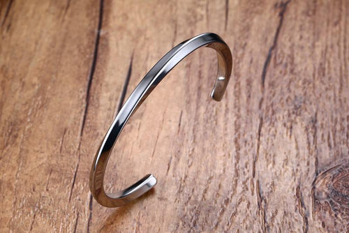 Mens Stainless Steel and Titanium Cuff Bracelet in SIlver or Black