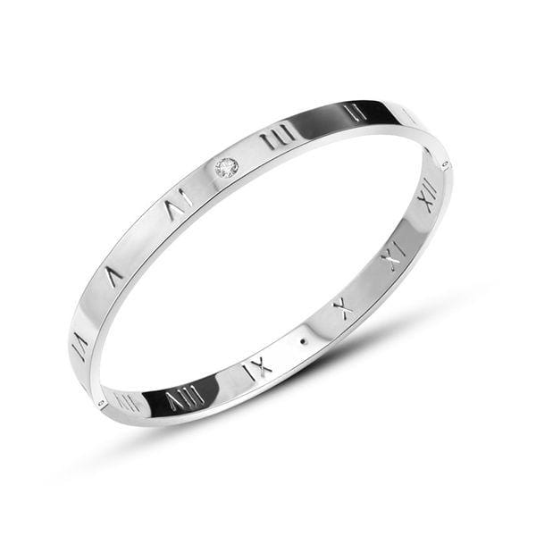Titanium & Stainless Steel Silver Roman Numeral Bracelet - 2 Colors