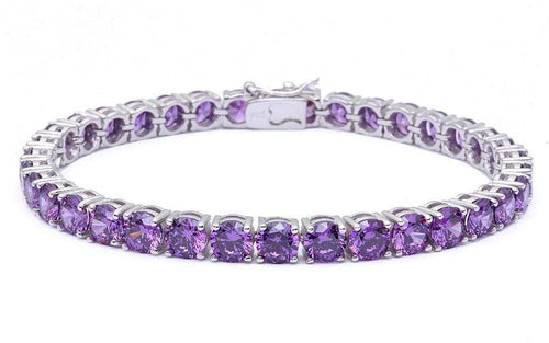 Womens Sterling Silver .925 Amethyst Tennis Bracelet