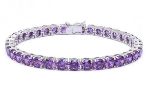 Womens Sterling Silver .925 Amethyst Tennis Bracelet