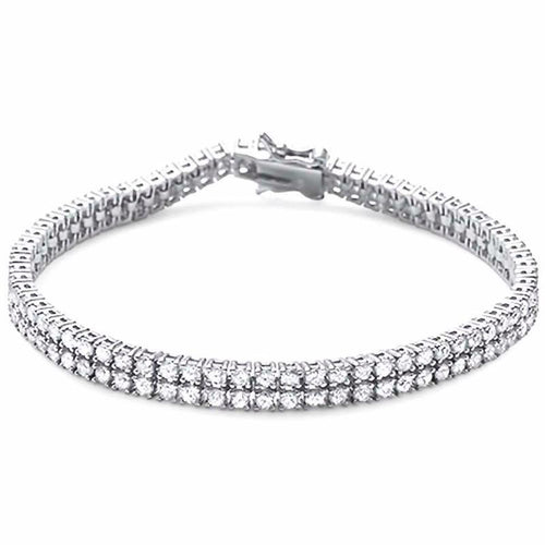 Womens Sterling Silver .925 Double Paved Zirconia Tennis Bracelet