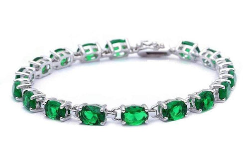 Womens Sterling Silver .925 Green Emerald Zirconia Tennis Bracelet