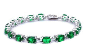 Sterling Silver .925 Green Emerald Zirconia Tennis Bracelet