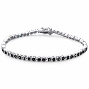 Sterling Silver .925 Paved Black Onyx 7 inch Tennis Bracelet