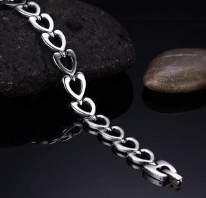 Titanium & Stainless Steel Heart Bracelet