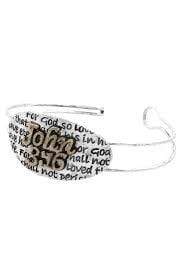 Worn Gold & Silver Scripture "John 3:16" Bangle Bracelet
