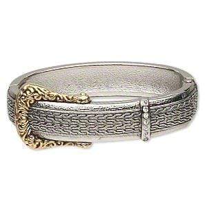 Worn Stainless Steel Belt Buckle Bangle Bracelet