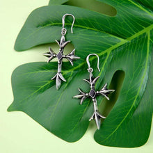 Load image into Gallery viewer, Earrings Womens Antique Silver Cross Dangle Earrings Jewelry
