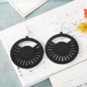 Womens Round Cut Out Wood Earrings - More Colors