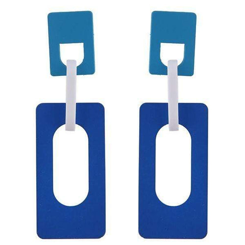Womens Blue Square Hoop Acrylic Earrings