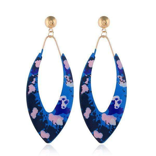 Oval Hoop Blue Earrings