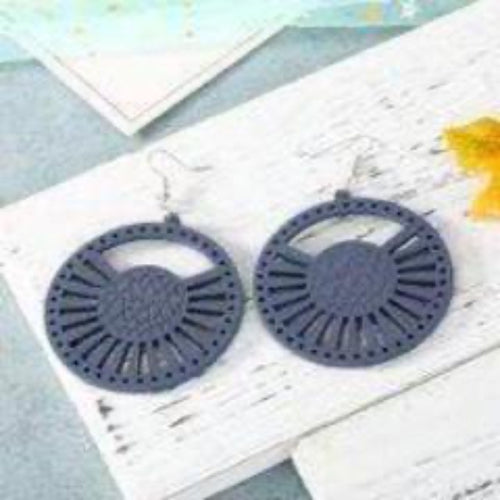Womens Round Cut Out Wood Earrings - More Colors