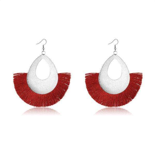 Earrings Womens Bohemia Tassel Red Wine Earrings Jewelry