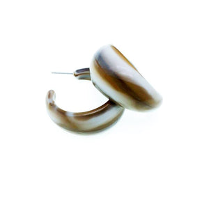 Brown and White Open Hoop Earrings