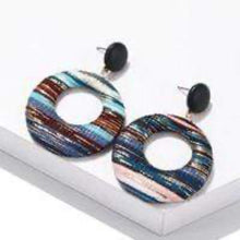 Load image into Gallery viewer, Womens Multi-Color Fabric Hoop Fashion Earrings