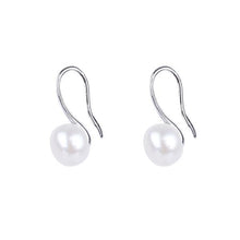 Load image into Gallery viewer, Womens Silver Plated Freshwater Cultured Pearl Button Earrings