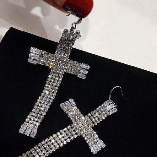 Womens Silver Tassel Earrings Glamorous Crystal Jewelry