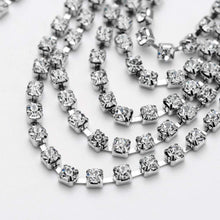 Load image into Gallery viewer, Earrings Womens Silver Crystal Studded Chandelier Earrings