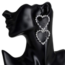 Load image into Gallery viewer, Earrings Womens Double Heart Rhinestone Earrings