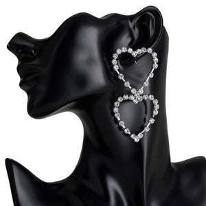 Earrings Womens Double Heart Rhinestone Earrings