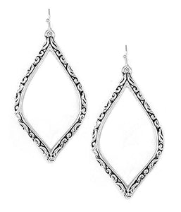 Etta'J Jewelry Earrings Earrings Womens Designer Textured Metal Silver Drop Hoop Earrings Jewelry