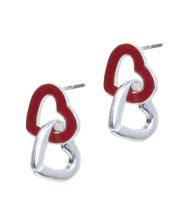 Load image into Gallery viewer, Etta&#39;J Jewelry Earrings Earrings Womens Epoxy Double Heart Silver Earrings Jewelry