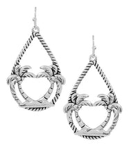 Load image into Gallery viewer, Etta&#39;J Jewelry Earrings Earrings Womens Silver Rope Teardrop Palm Tree Hoop Earrings