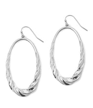 Load image into Gallery viewer, Etta&#39;J Jewelry Earrings Earrings Womens Silver Twist Oval Hoop Earrings Jewelry