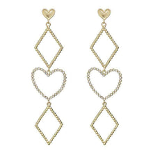 Load image into Gallery viewer, Etta&#39;J Jewelry Earrings gold Silver Diamond &amp; Heart Drop Earrings - More Colors
