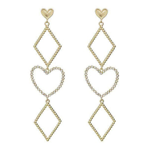 Etta'J Jewelry Earrings gold Silver Diamond & Heart Drop Earrings - More Colors
