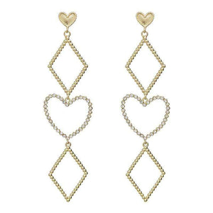 Etta'J Jewelry Earrings gold Silver Diamond & Heart Drop Earrings - More Colors
