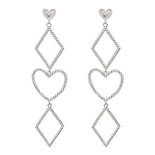 Load image into Gallery viewer, Etta&#39;J Jewelry Earrings silver Silver Diamond &amp; Heart Drop Earrings - More Colors