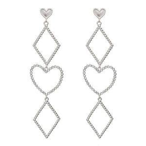 Etta'J Jewelry Earrings silver Silver Diamond & Heart Drop Earrings - More Colors
