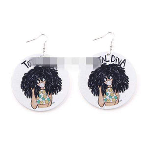 Womens Round Wood Ethnic Dangle Earrings