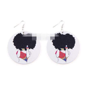 Womens Round Wood Ethnic Dangle Earrings