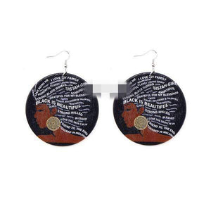Womens Round Wood Ethnic Dangle Earrings