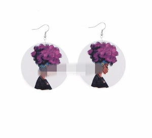 Womens Round Wood Ethnic Dangle Earrings