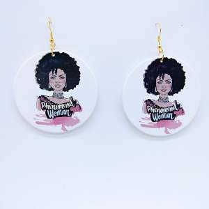 Womens Round Wood Ethnic Dangle Earrings