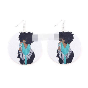 Womens Round Wood Ethnic Dangle Earrings