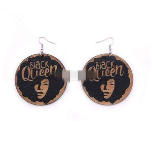 Womens Round Wood Ethnic Dangle Earrings