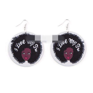 Womens Round Wood Ethnic Dangle Earrings